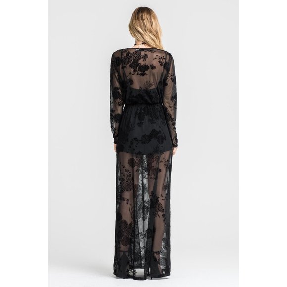 Lush Mesh Burnout Maxi Romper, Black - Picture 3 of 4